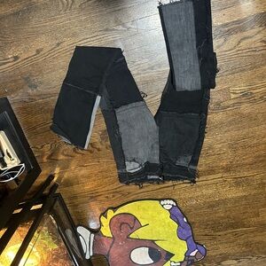 Patchwork Black and Gray Jeans